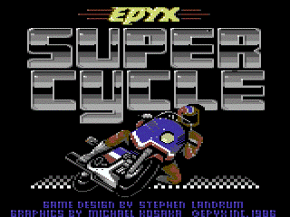 Super Cycle title screen for Commodore 64